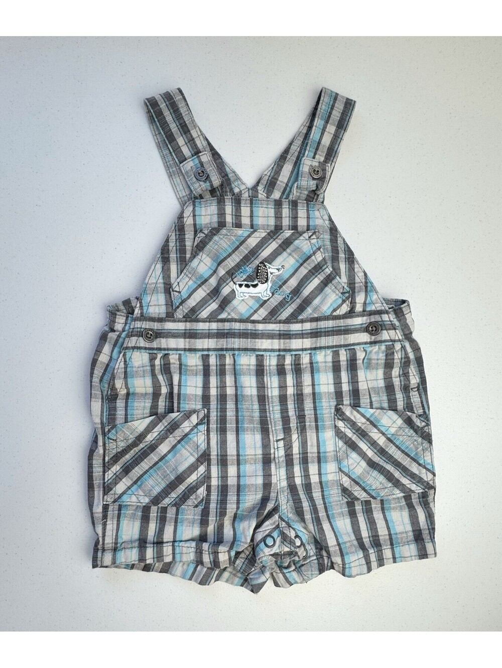 Sonoma Dog Plaid Shortalls 6-9 Months